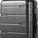 Coolife Medium Checked Luggage Hardside PC+ABS Suitcase with TSA Lock, Lightweight Rolling Carry On with Spinner Wheels(Charcoal, 24in)