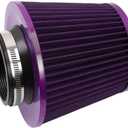 3-inch Cold Air Intake Filter 76mm, High Performance Clamp-On Engine Intake Air Filter, Washable Reusable & Universal Round Tapered Replacement Air Filter, Purple