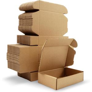 100 Pack Small Shipping Boxes, 5.9 x 3.9 x 1.5 Inch Mailing Cardboard Boxes Corrugated Mailer Packaging Supplies for Small Business Gift Present, Brown