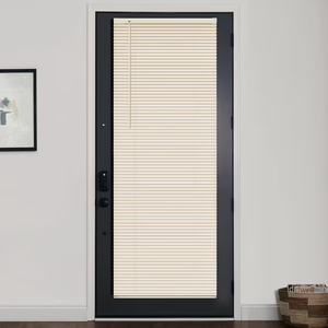 LazBlinds 1" Vinyl Mini Blinds for Doors, Cordless French Door Blinds, Light Filtering Privacy Horizontal Shades for Front Patio Sidelight Glass, 15 3/4" W x 70" H, Beige 15.75"W x 70"H