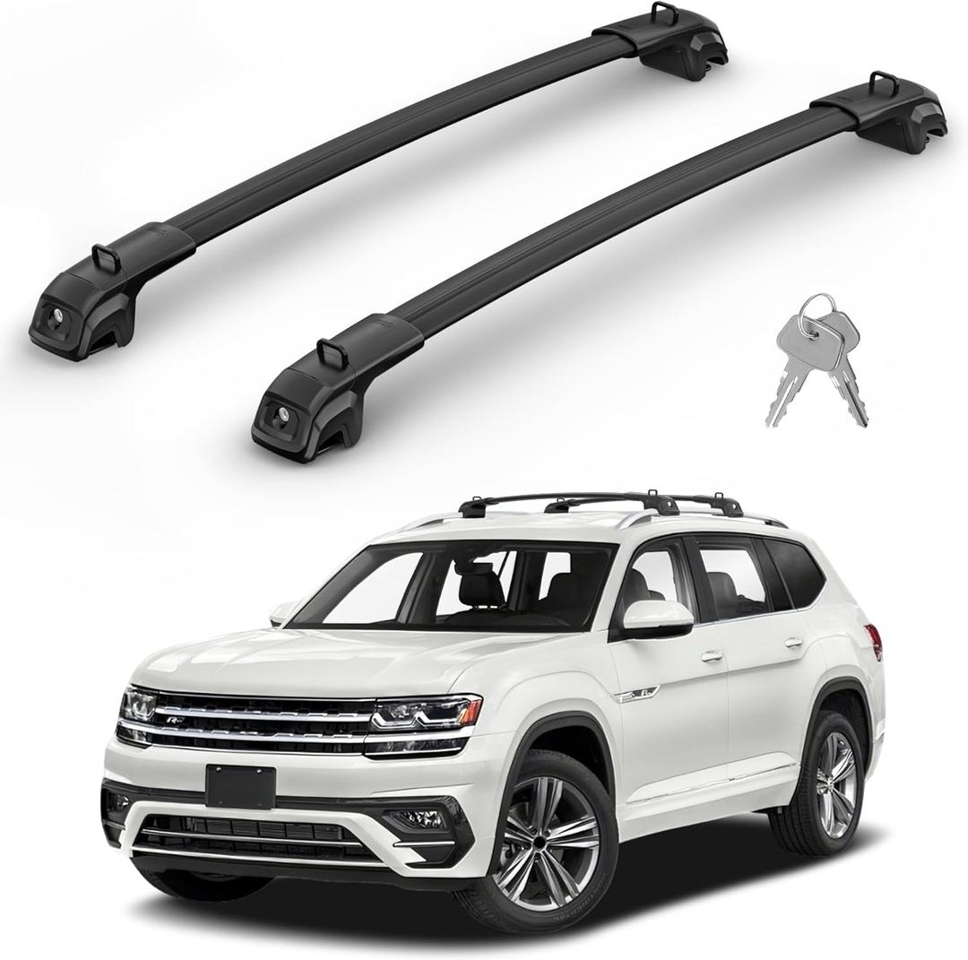 330Lbs Roof Rack Cross Bars Compatible with Volkswagen VW Atlas 2017-2026 (Not for Atlas Cross Sport), Heavy Duty Aluminum Roof Rails Top-Mount Crossbars Rooftop Cargo Carrier