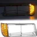 HECASA Headlight Bezel W/Led Compatible With 1989-2002 Freightliner FLD120 Turn Signal Light Lamp 3 Wires Replacement for A06-20738-000 A06-20738-001