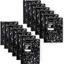 Amazon Basics Composition Notebook, Wide Ruled, 100 Sheets, 9.75" x 7.5", Marble Black, 12-Pack