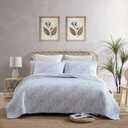 Tommy Bahama - Twin Quilt Set, Reversible Cotton Bedroom Decor with Matching Sham, Tropical Bedding with Textured Reverse (Distressed Water Leaves Blue, Twin)