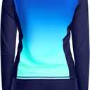 Women Long Sleeve Rash Guard - Two Piece Swimsuit with Shorts UPF 50+ Bathing Suit Built in Bra Surf Swim Shirt (Blue, M)