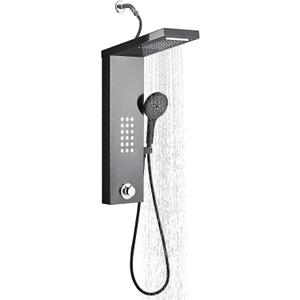 Shower Panel Tower System,Rain Shower Head Rainfall
Waterfall Shower,Handheld High Pressure Rain Massage System(Black)