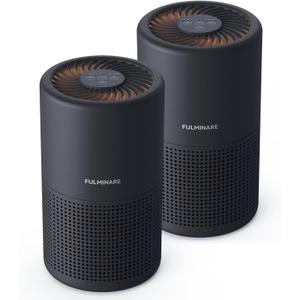 FULMINARE Air Purifiers for Bedroom H13 True HEPA Air Filter Quiet Air Cleaner With Night Light Portable Small Air Purifier for Home, Office, Living Room (Black 2 Pack)