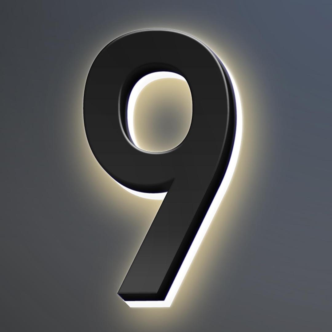 Backlit LED Illuminated House Numbers Illuminate Your Home's Identity Modern Address Numbers For Yard Outside Lighted Up Metal Home Address Signs,9
