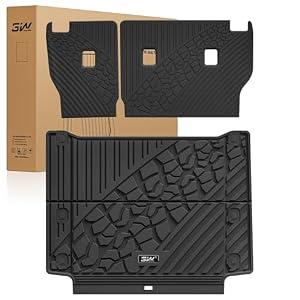 3W Backrest Liner & Cargo Liner for Jeep Wrangler 4XE 2021-2025 2026 (Non JL/JK), All Weather TPE Rubber Heavy Duty Car Liner Trunk Mat Wrangler 4XE Accessories (Hybrid & 4 Door with Subwoofer)