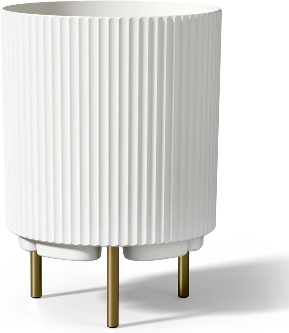 20.3" Planter Stand for Outdoor, Plastic Striped Flower Pots, Plastic Striped Planter Stand with 3 Holder, Flower Pots Stand for Porch Decor, Indoor/Outdoor Patio Planters, Balcony, White