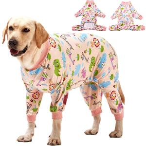 LovinPet Large Dog Clothes: Pajamas for Large Dogs, Slim Fit/Lightweight Pullover Dog PJ's, Full Coverage/Animals Allover Pink Print/Pet Pajamas /3XL