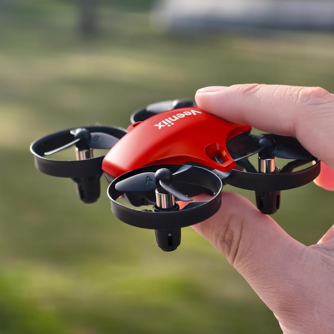Veeniix V995 Red Mini Drone for Kids and Beginners,Indoor RC Quadcopter Plane with 3D Flips, 360 Rotation, Circle Fly, Auto Hover, Headless Mode, 21Mins 3 Batteries, Gift for Boys and Girls