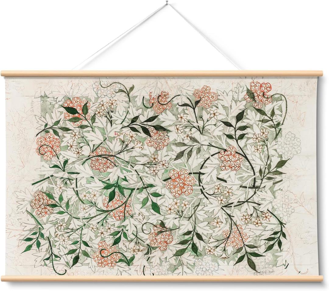 HUARCEY Extra Large Canvas Wall Art 36x54 Inch William Morris Botanical Pictures Wall Decor Retro Scroll Painting Oversized Flower Wall Hanging Nature Home Decor for Living Room, Bedroom, or Study