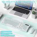 Wireless Keyboard and Mouse Combo, Full-Sized Wireless Keyboard and Adjustable DPI Mouse, 2.4GHz USB Receiver, Keyboard and Mouse for PC, Windows, Desktop, Laptop (Mint Green and White)