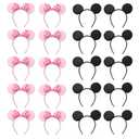20 PCS Mouse Ears Headbands for Birthday Party Theme Park Costume Play Celebration for Boys and Girls (Black,Pink) 