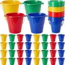 Didaey 24 Pcs Beach Bucket Sand Buckets Bulk for Kids 5 Inch Colorful Fun Plastic Pails and Sandcastle Mold for Toddler Summer Beach Birthday Party Favors Pool Play Castle Water (4 Colors)