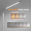 SIBRILLE Silver LED Desk Lamp, 16" Dimmable Metal Desk Light with Base, 15W 1200LM, Adapter Included, Color & Brightness Adjustable, Modern Tall Table Lamp for Home Office Reading Study Task Laptop