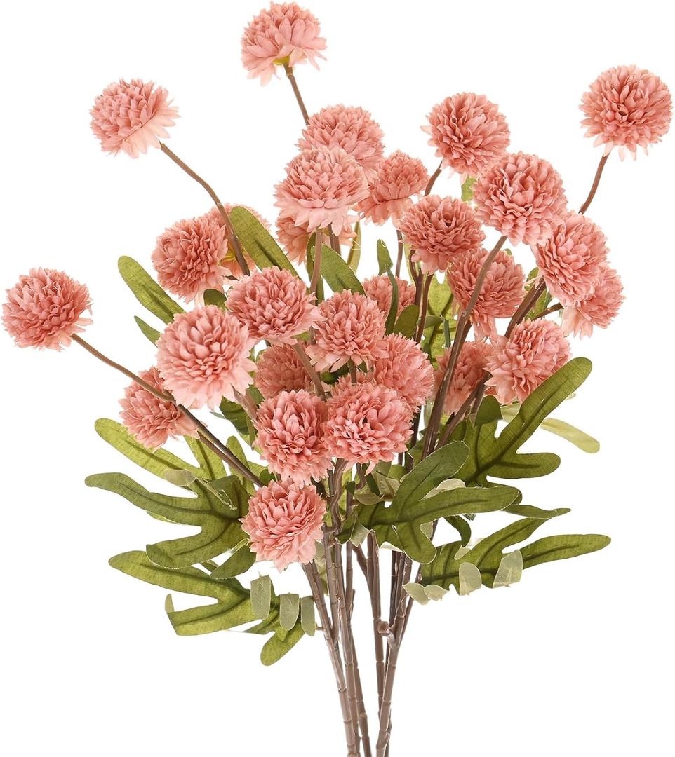 3-Pack Artificial Chrysanthemum Ball Flowers, Faux Chrysanthemum Silk Bouquets Real Touch Faux Flowers for Home/Wedding/Christmas/Party