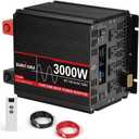 3000 Watt Pure Sine Wave Power Inverter with LCD 12V DC to 110V/120V AC Peak Power 6000W Car Power Inverter with 4 AC Outlets & 1 USB Port & Remote Control for Truck RV Car Solar System