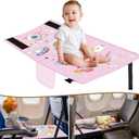 Toddler Airplane Bed for 1-3 Years - Portable Travel Bed with Carry Bag | Airplane Seat Extender & Footrest for Kids | Fits Most Airlines (Pink)