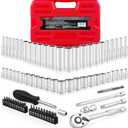 EACELIY 75pcs 1/4" Drive Impact Socket Set, Master Socket Set,Wrench Set with 1/4" Bit Adapter, Universal Joint, Ratchet, 1/4 "Drive Bit Set Extension (5/32" - 9/16 ", 4-14mm)