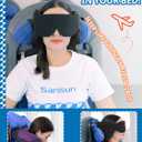 SARISUN Travel Pillows for Airplanes, Airplane Pillow with 3D Sleep Eye Mask, 360 Head Support, Stop Bobblehead Plane Travel Essentials, Adjustable Airplane Head Strap for Budget Airlines, Black