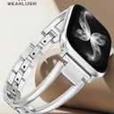 Wearlizer Compatible with Apple Watch Band  38/40/41/42mm(Series 11 10) Women, Dressy Fancy Stainless Steel Metal Strap Pretty Slim Designer Bracelet for iWatch 