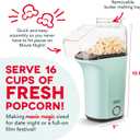 DASH Fresh Pop Popcorn Maker - Oil-Free, Air Popcorn Popper - With Measuring Cup & Recipe Guide - Perfect for Movie Nights - 16 Cups, Aqua