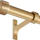 Warm Gold Curtain Rods for Windows 28 to 48", 1-Inch Blackout Curtain Rods with Aluminum Brackets and End Cap Finials, Adjustable Drapery Rods for Sliding Glass Door/Bedroom/Kitchen/Living Room Etc.