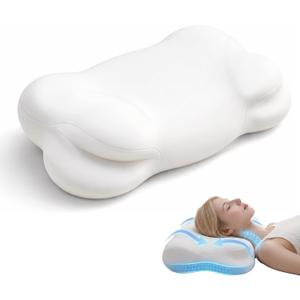 New 2.0 Cloud Pillow, Ergonomic Memory Foam Pillow, Adjustable Cervical Neck Support Pillow with Breathable Pillowcase for Side Back Stomach Sleepers