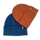 Ducclucc Satin Lined Knit Beanie Hat for Women Men Winter Warm Hats (Orange/Navy Blue)