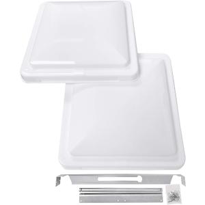 Camp'N 14 Inch Universal RV Roof Vent for Trailer, Camper, Motorhome - RV Vent Covers for Roof - OEM Lid Replacement (14 x 14 White 2-Pack) (2 Vent Covers)