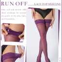 DORALLURE Thigh High Stockings Silicone Lace Top Stay Up Silky Semi Sheer Pantyhose for Women Hold Up Nylon (Small-Medium, Dark Purple)