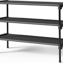 Shoe Rack - Premium Non-Woven Shoe Rack Shelf, Shoe Organizer for Closet, Entryway, Garage & Corridor, Sturdy & Durable Long Stackable Shoe Shelves, Medium, Black