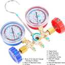 JIFETOR 3 Way AC Manifold Gauge Set, HVAC Diagnostic Charging Tool for Auto Household R404A R134A Refrigerant with R134A Quick Couplers 3FT Charging Hose Can Tap Adapter Valve Core Tool