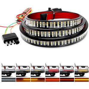 GOOACC Truck Tailgate Light Bar 60" Triple Row 504 LED Strip 6 Function with Red Running Brake Amber Turning Signals Strobe White Reverse Lighting