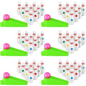 Kathfly Bowling Party Favors for Kids Mini Game with Miniature Bowl Pins Ramp Bowl Ball Tabletop Bowling Sets Goodie Bag Fillers for School Classroom Prize Party, (25 Set)