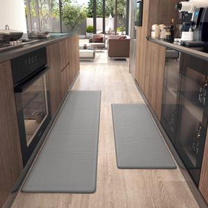 Nestiva Kitchen Rug Set of 2 PCS, Non-Slip/Skid Kitchen Runner Rugs Floor Mats, Anti-Fatigue Soft Standing Mats for Floor, Laundry & Sink, Grey 18"x28"+18"x47"