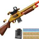 Manual Pump Action Shell Ejecting Shotgun Foam Dart Blaster - 40-Soft Bullet, Spring-Powered, Outdoor Shooting Games Toys for 8-12 Year Old Boys & Girls Adults, Gifts for Birthday Xmas, Gold