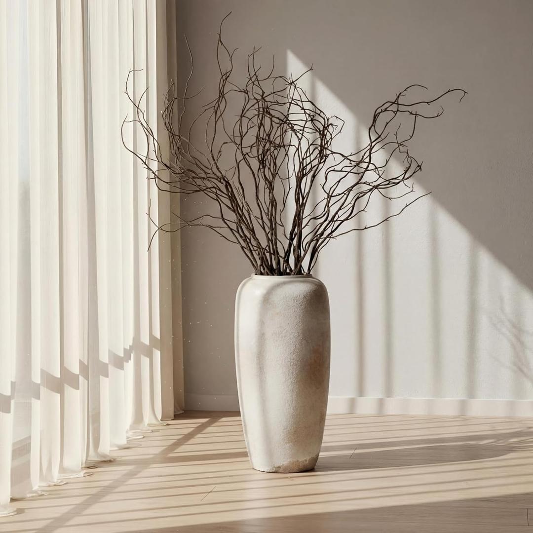 Norme 3 Pcs 47.2 Inch Lifelike Curly Willow Branches for Vases Artificial Decorative Dried Twigs Tall Plastic Vine Bendable Stick for DIY Plant Crafts Farmhouse Wedding Indoor Home Hotel Decor (Brown)