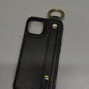 Folosu for iPhone 13/14 Wallet Case with Card Holder, Hand Wrist Strap Loop Holder Kickstand, RFID Blocking Finger Grip Ring PU Leather Double Buttons Shockproof Cover 6.1" Black