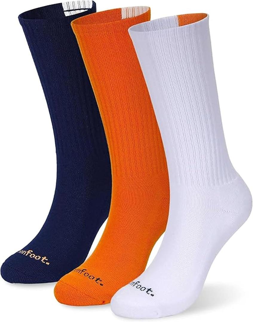MONFOOT Women's and Men's 3-8 Pairs Athletic Cushion Crew Socks Multi