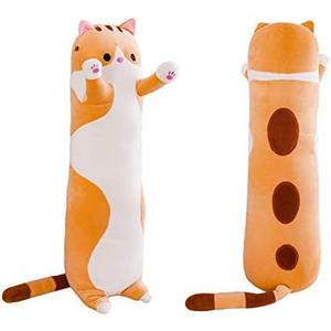 shangman Lovely Plush Cat Doll Cute Cartoon Soft Stuffed Kitten Long Throw Sleeping Pillow Toy Gift for Kids Girlfriend Multiple Size (Brown,50cm/19.6in)
