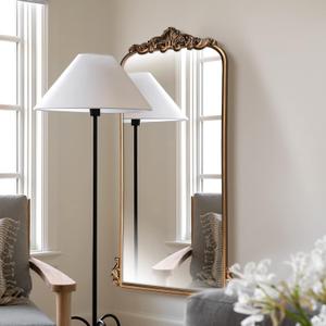 WAMIRRO Arched Mirror,Vintage Black Traditional Vintage Ornate Baroque Mirrors,Antique Brass Mirrors for Entryway/Fireplace/Living Room/Hallway/Bathroom.22X48 Gold