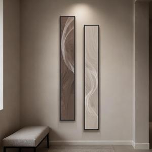 Large Framed Long Narrow Vertical Neutral Abstract Wall Art Set of 2, Beige Brown Modern Canvas Prints Paintings Artwork for Walls, Minimalist Pictures for Entryway Hallway Living Bedroom Wall Decor, 8" W X 56" H