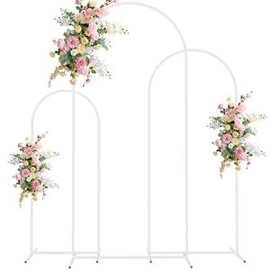 Wokceer Wedding Arch Stand Set of 3 6FT, 5FT, 4FT White Metal Arch Stand for Wedding Ceremony Birthday Party Baby Shower Garden Arch Decoration