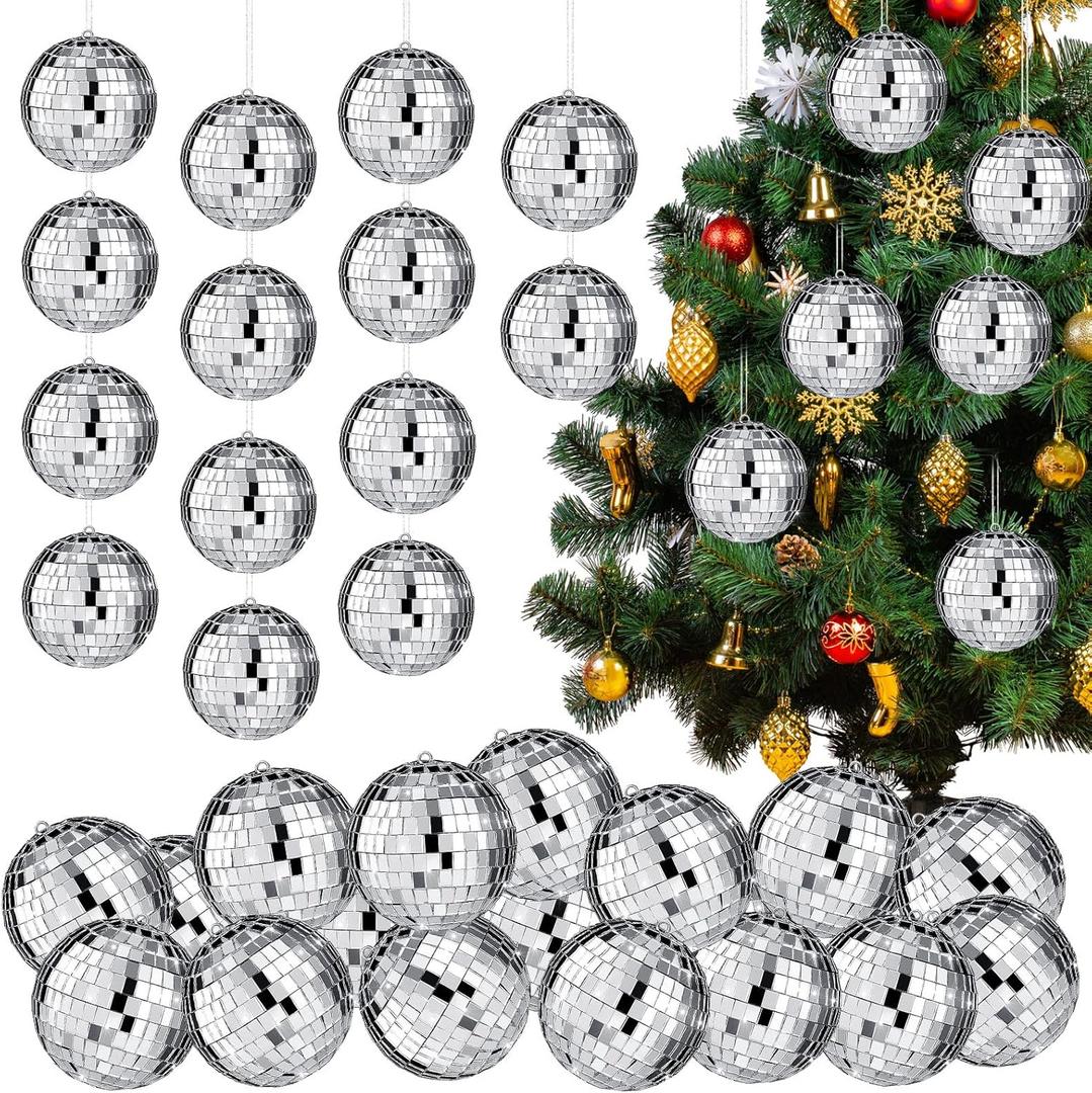 17 Pack Large Disco Ball Small Hanging Mirror Disco Decorations for Party Wedding Dance and Music Festivals Decor Club Stage Props DJ Decoration (3.2 Inch)