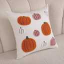 Tosleo Halloween Throw Pillow Covers 16x16 inch Set of 2 Halloween Pink and Orange Pumpkins Embroidered Pillow Cases Thanksgiving Home Party Pumpkin Fall Decor Pillowcases Cushion Covers