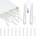 50 Pcs White Plastic Curtain Hooks, 85mm Adjustable Pinch Pleat Drapery Hooks with Ratchet System for Window Drapes, Door & Shower Curtains