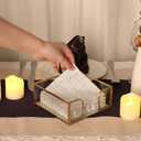 Sumnacon Cocktail-Sized Napkin Holder Square Glass Napkin Holder Table Gold Stylish Cocktail Napkin Holders for Kitchen Dining Table Counter,Decorative Napkin Basket for Picnic Wedding Party